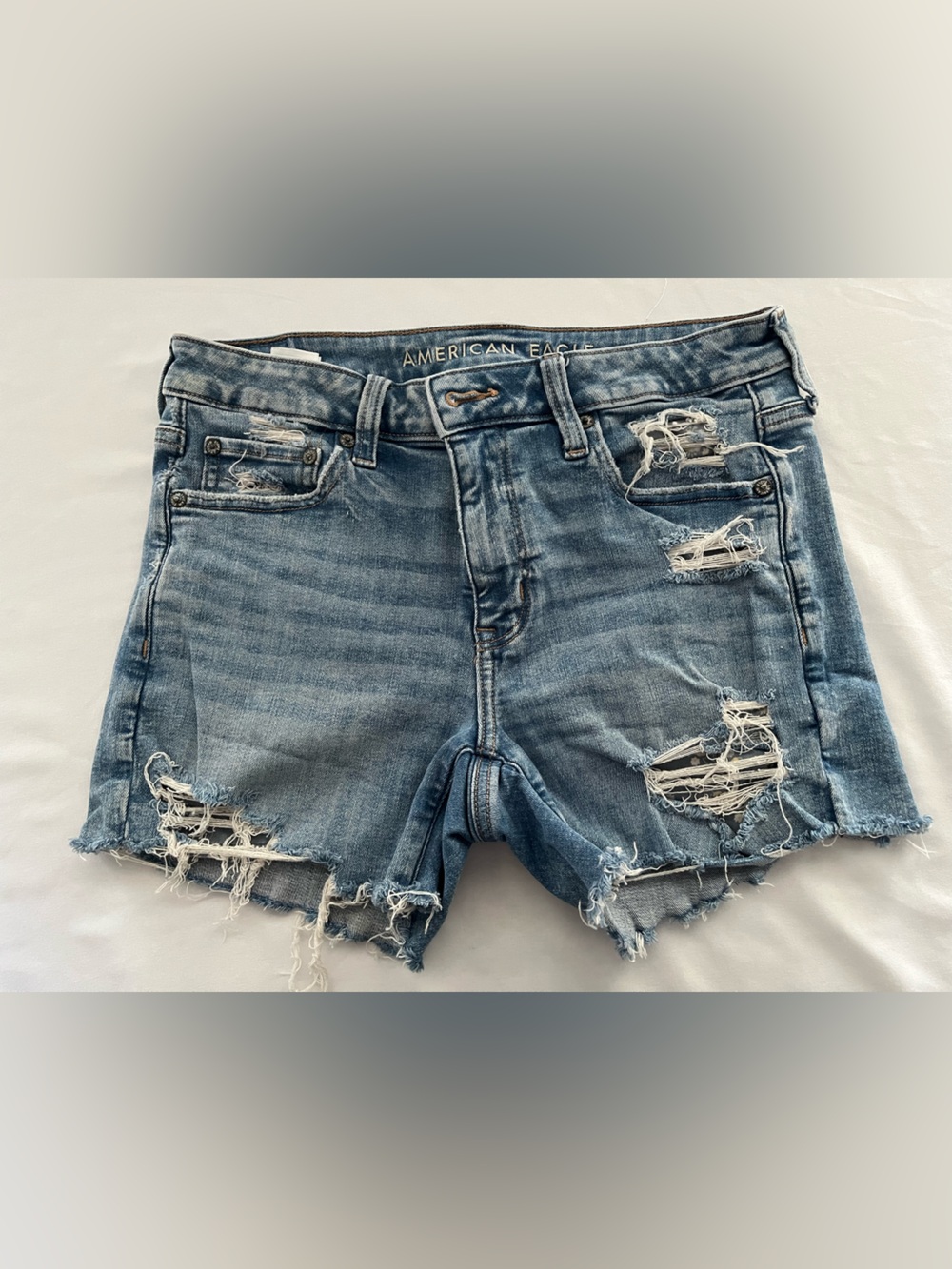 American Eagle Outfitters Distressed Light Blue Denim Jean Shorts